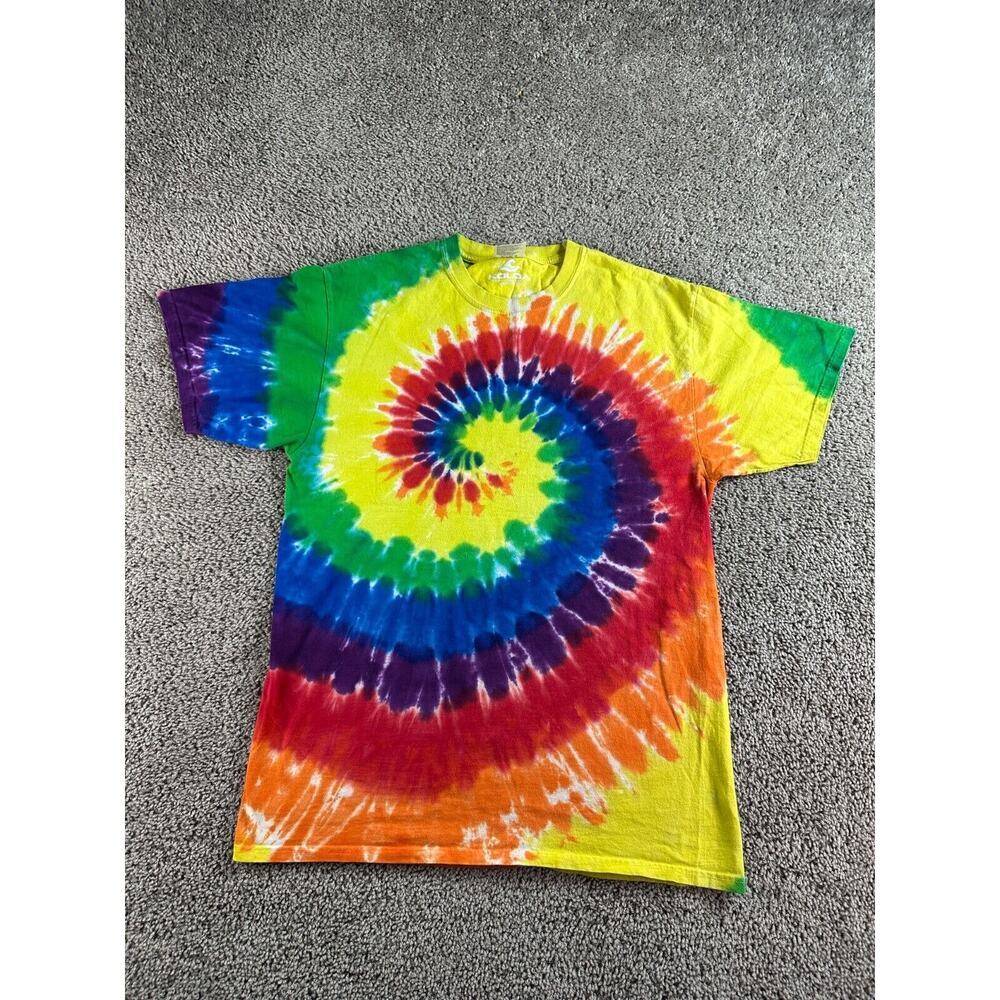 Koloa Surf Company Shirt Mens Large Multicolor Rainbow Spiral Tie Dye Hippie